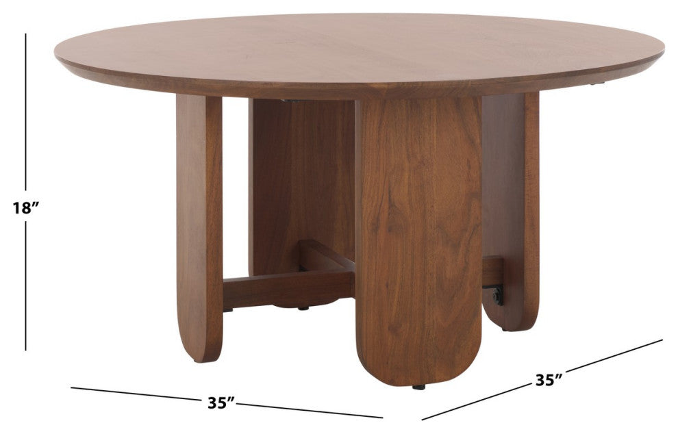 Safavieh Couture Raybelina Round Coffee Table, Walnut