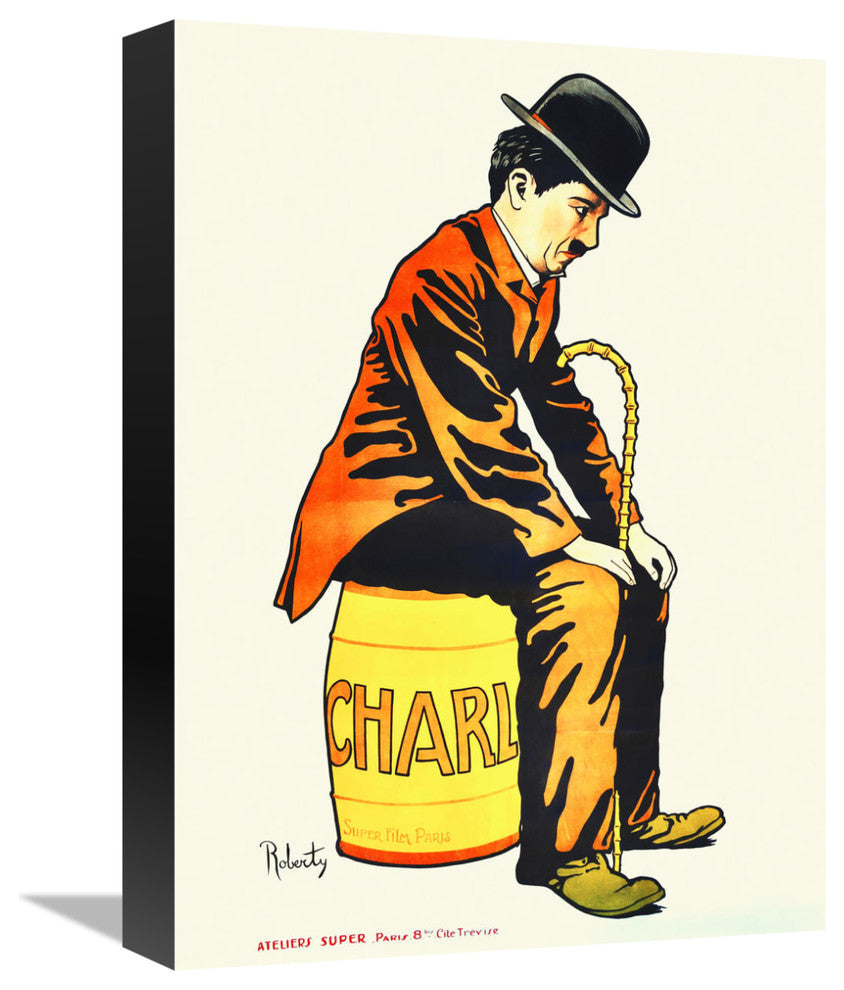 "Charlie Chaplin - French - Poster, 1922" Canvas Giclee, 12"x16"