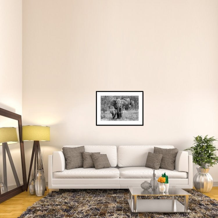 "Elefamily" Framed Digital Print by Bertram Schemel, 38"x28"