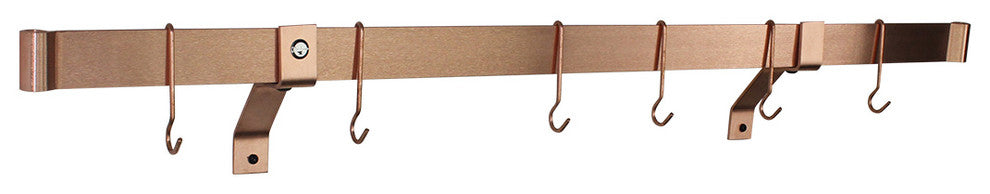 Handcrafted 48" RolledEndBar ONLY, Brush Copper(Requires WallBrackets or Hooks)