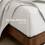 Bare Home Flannel Fitted Bottom Sheet, White, King, Single Sheet