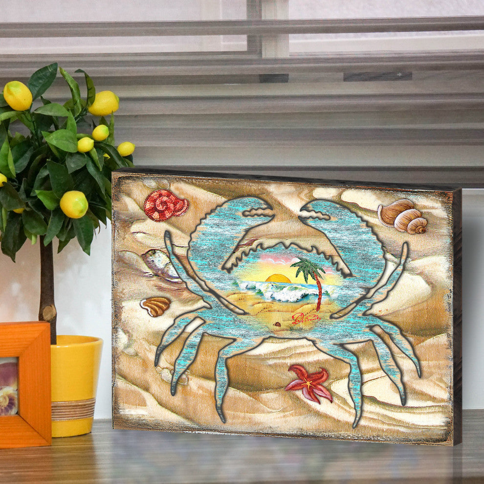 Scenic Crab Wooden Block, 36 X 24