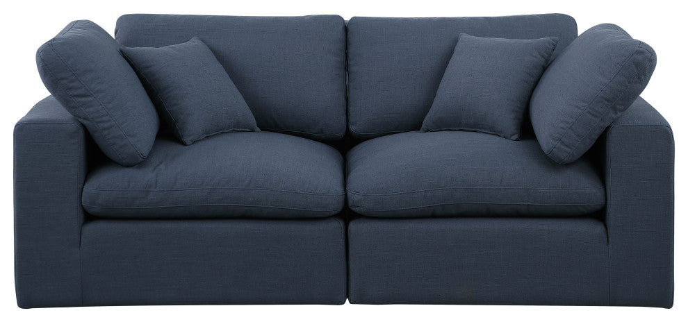 Comfy Upholstered Modular Sofa, Navy, 2-Piece: 2 Corner Chair, Linen Textured Fabric