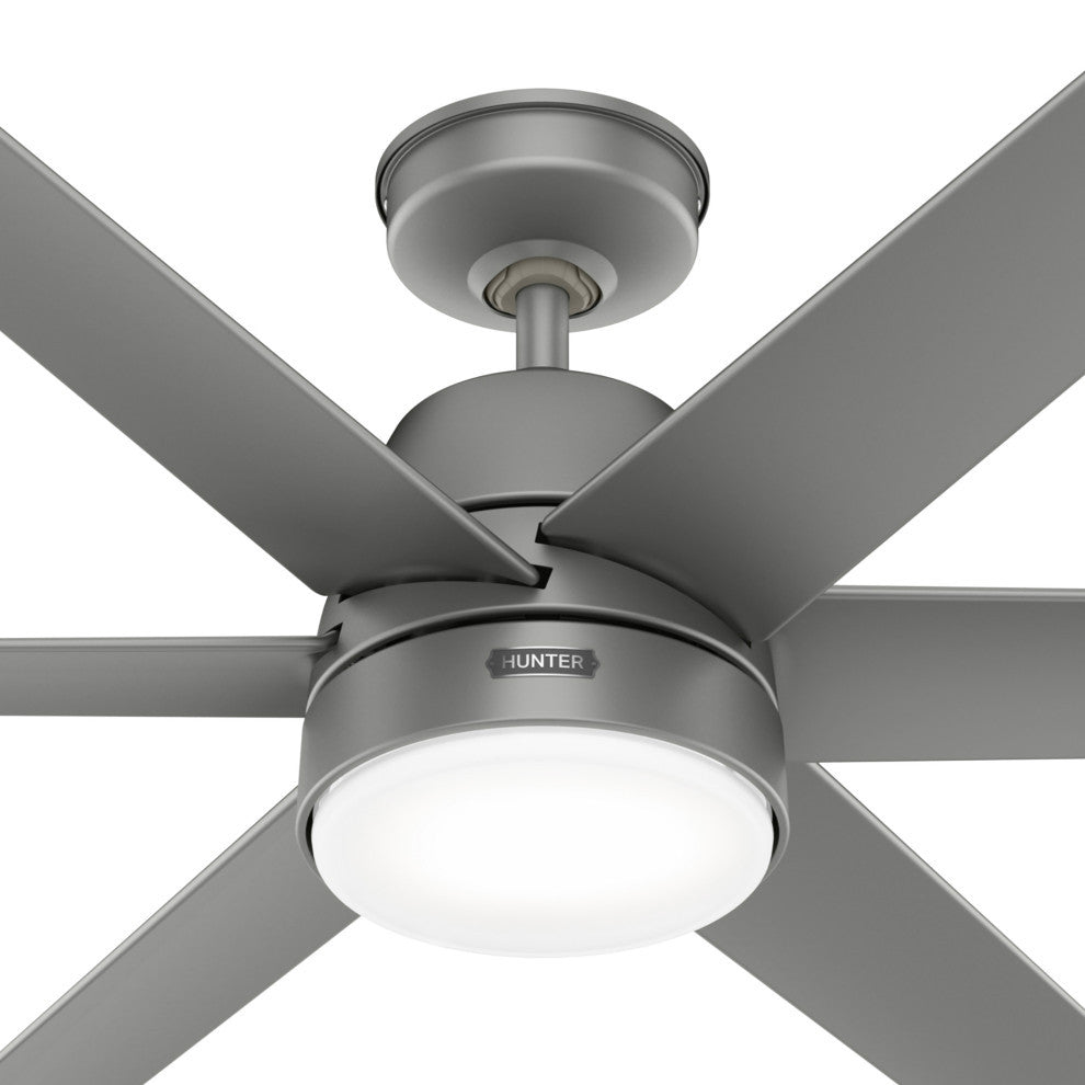 Hunter 60" Skysail Matte Silver Wet Rated Ceiling Fan, LED Kit, Remote