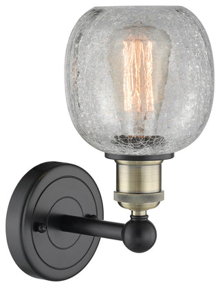 Edison Belfast 1-Light 6" Sconce, Black Antique Brass, Clear Crackle