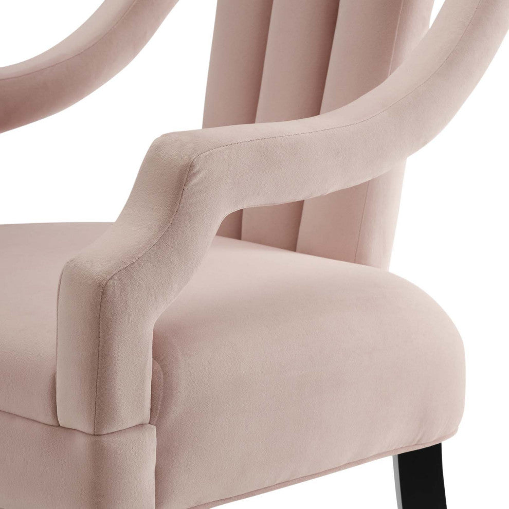 Modern Designer Lounge Lobby Accent Side Chair, Velvet Fabric Wood, Pink