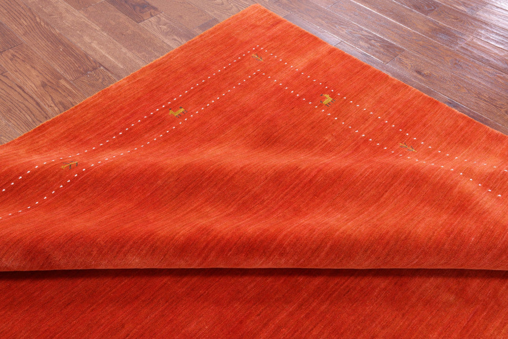 8' Square Hand Knotted Persian Gabbeh Wool Rug - Q15102