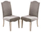 Set of 2 Dining Side Chair, Gray and Antique White