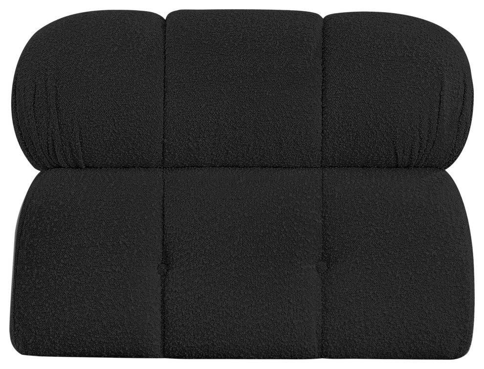 Ames Boucle Fabric Modular Chair, Black, Armless Chair