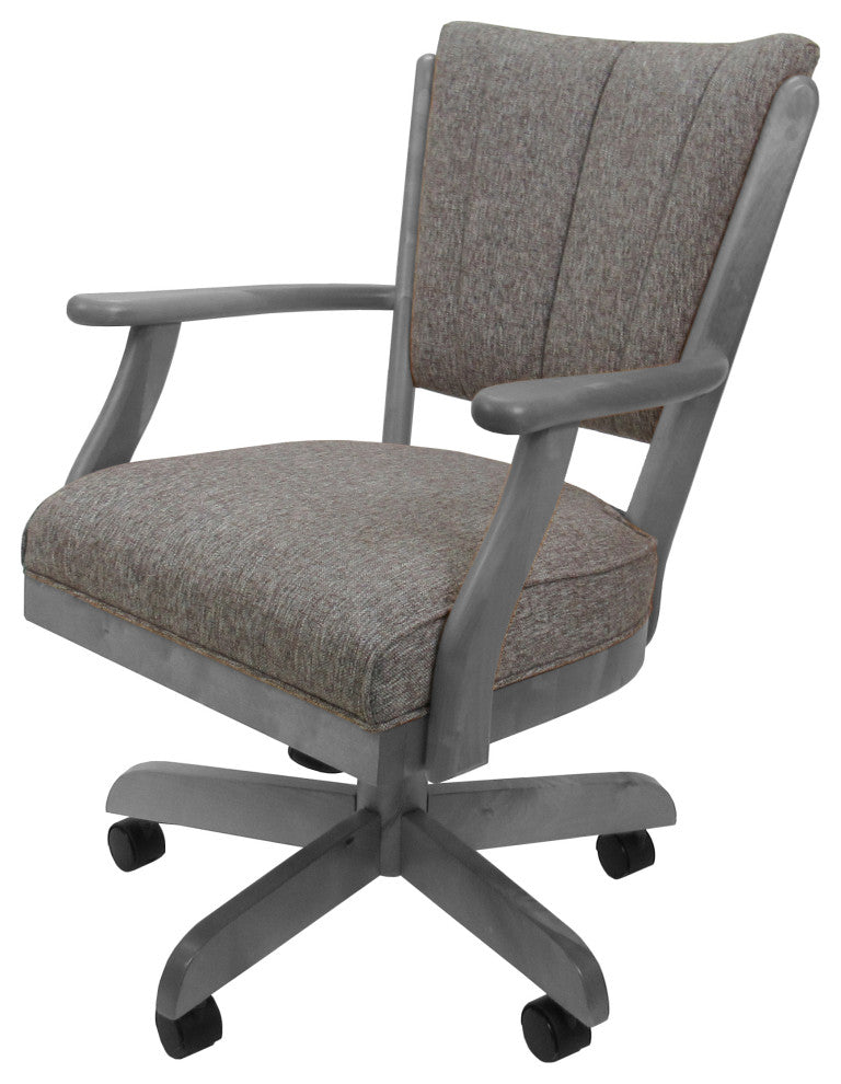 Classic Caster Swivel Dining Chair on Wheels, Solid Wood, Mojave Grey - Light Grey