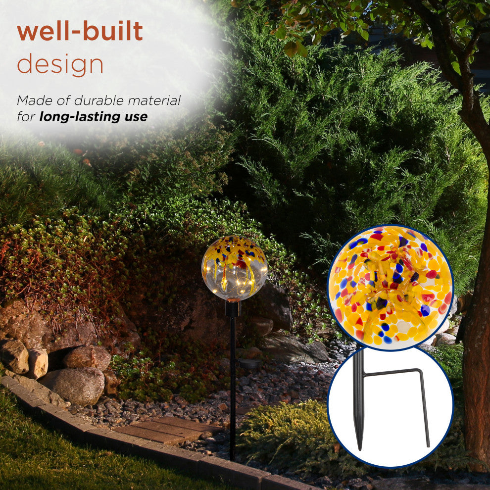 Solar Rainbow Splashes Glass Ball LED Garden Stake