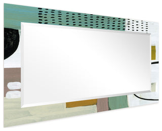 PatternBeveled Mirror on Abstarct Printed Tempered Art Glass, 54x28"