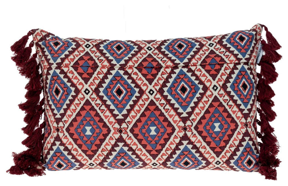 Multicolor Lumbar Throw Pillow With Tassels
