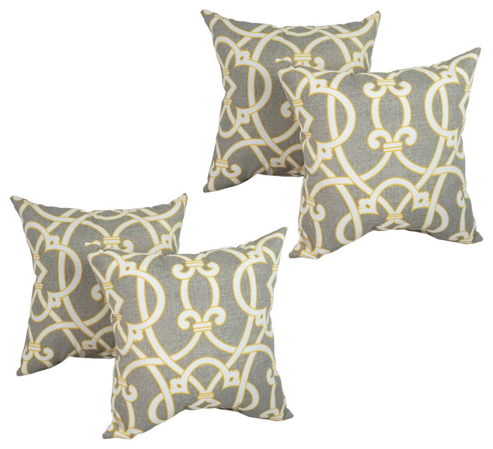 Outdoor Throw Pillows, Set of 4, Gray/Orange