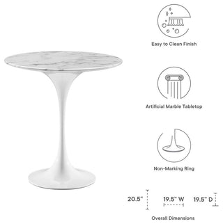 Lippa 20" Round Artificial Marble Side Table, White White