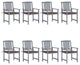 Vidaxl Garden Chairs With Cushions, Set of 8, Solid Acacia Wood Gray