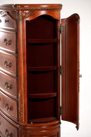 Open bottom drawer close-up on white background