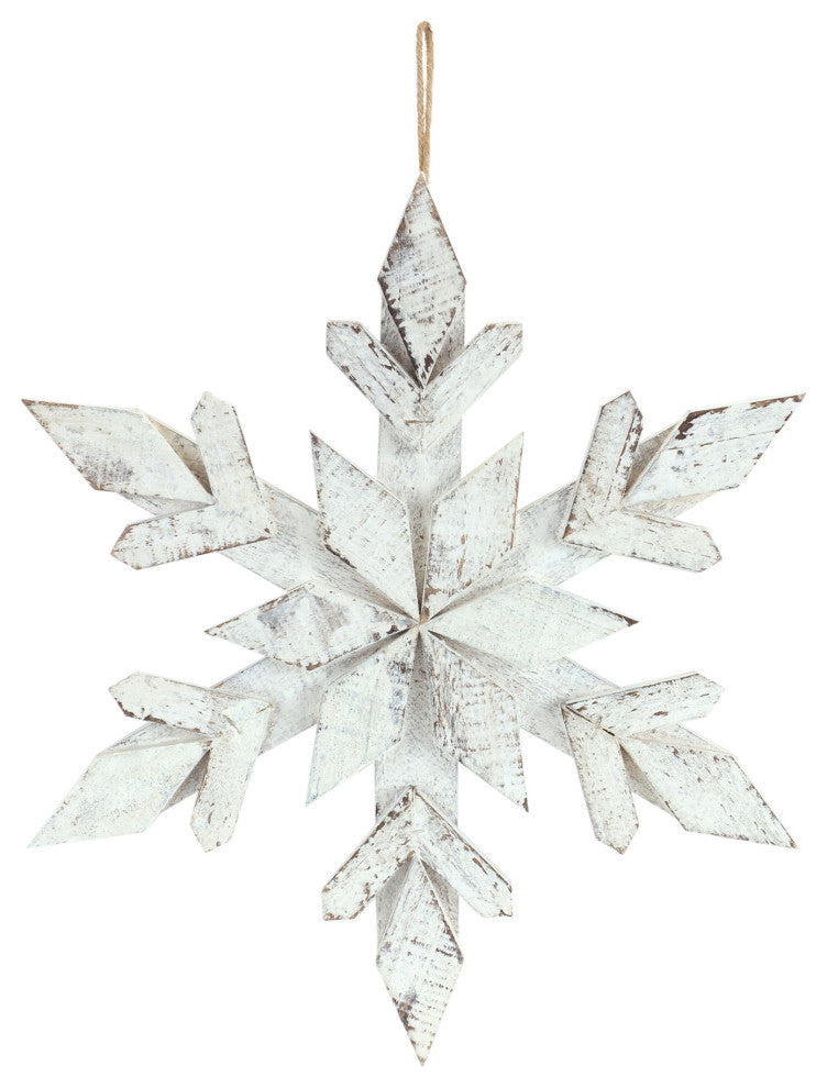 Wood Snowflake Ornament, 6-Piece Set