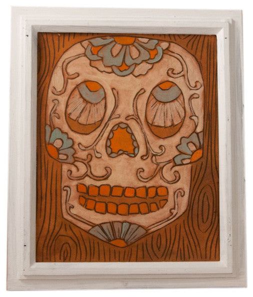 Wood Skull Wall Art, Framed