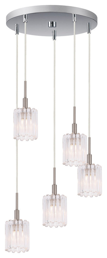Woodbridge Lighting Candice 5-light Glass Cluster Pendant in Nickel