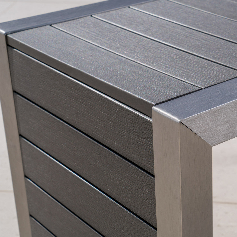 GDF Studio Zona Outdoor Set With Table, Cast Silver Sunbrella Cushions