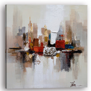 City Ruins II- Abstract Hand Painted Canvas Art, Modern Wall Decor Artwork