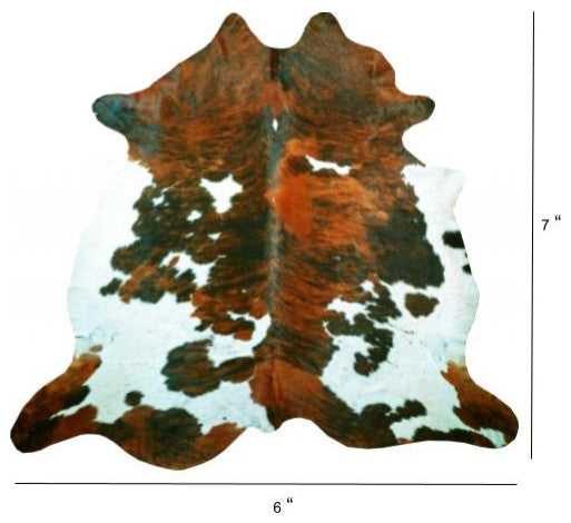 6 Ft Tri-Colored Brindled Cowhide Rug