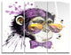 "Cool Monkey" Glossy Metal Wall Art, 3 Panels, 36"x28"
