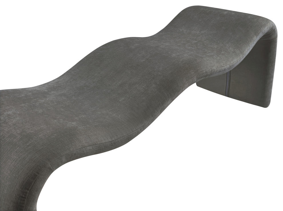 Willow Upholstered Bench, Grey, Chenille Fabric
