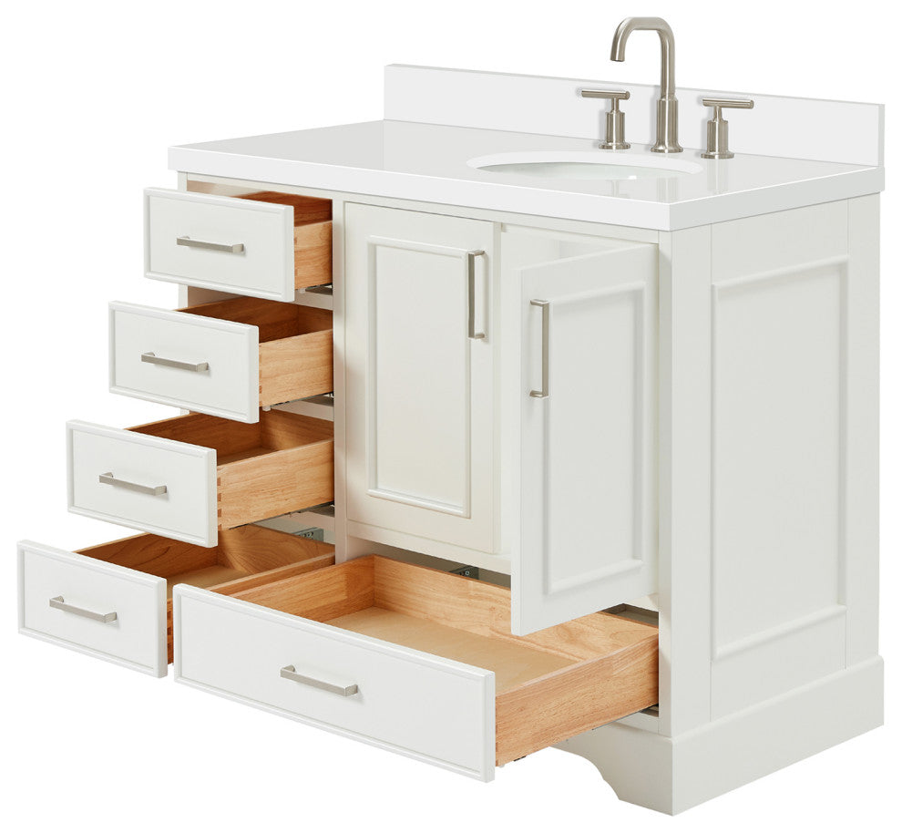 Ariel Stafford 43" Single Right Offset Oval Sink Bathroom Vanity