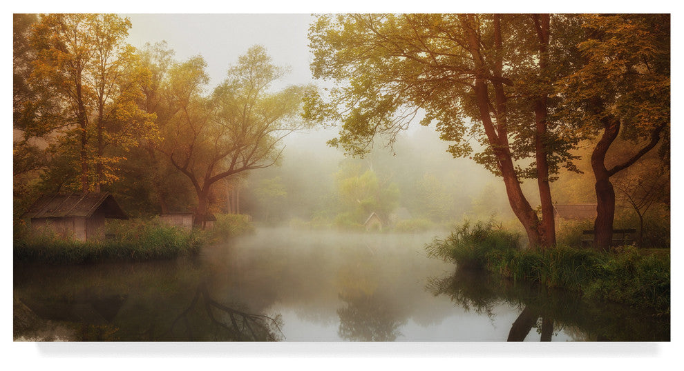 Leicher Oliver 'Foggy Autumn' Canvas Art, 19"x10"