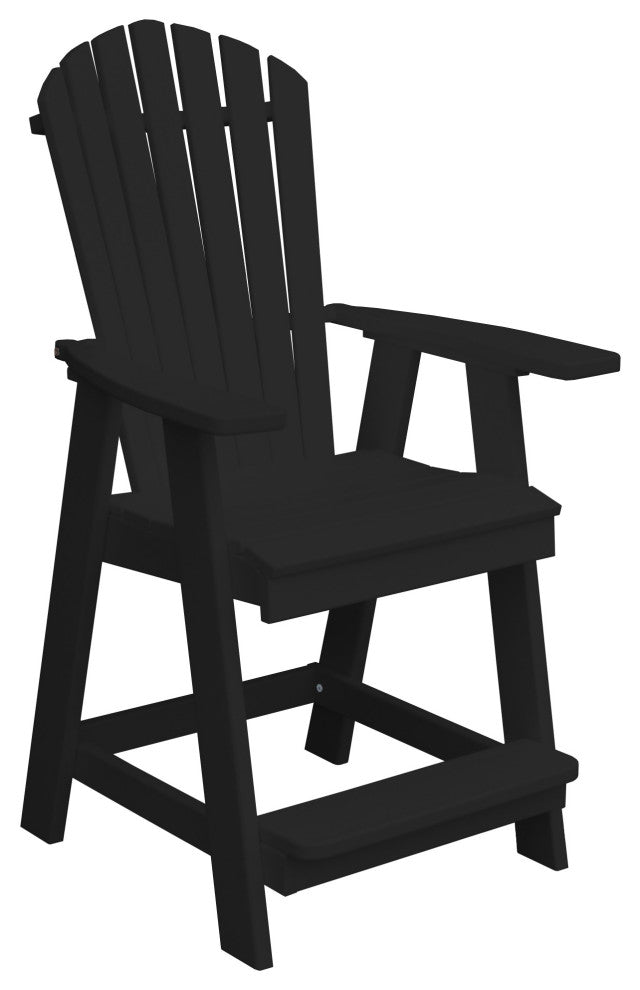 Poly Lumber Adirondack Chair with Arms, Black, Counter Height