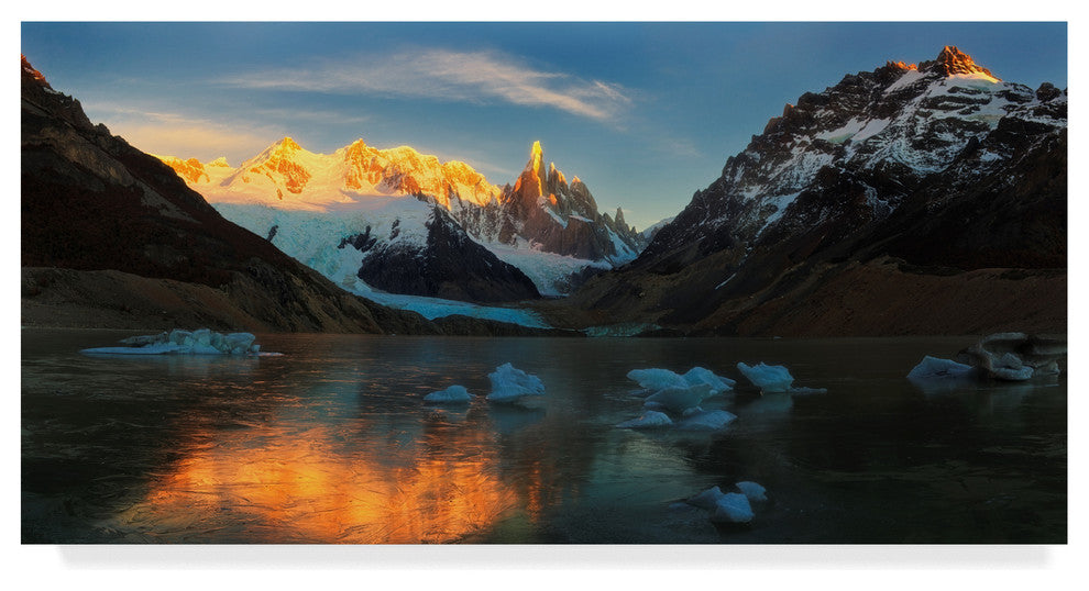 Yan Zhang 'Morning Light At Cerro Torre' Canvas Art, 19"x10"