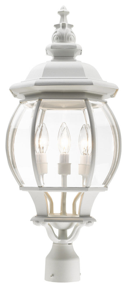 Textured White Traditional, Colonial, Outdoor Post Top Lantern