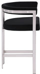 Marcello Upholstered Counter Stool, Black, Velvet, Brushed Chrome