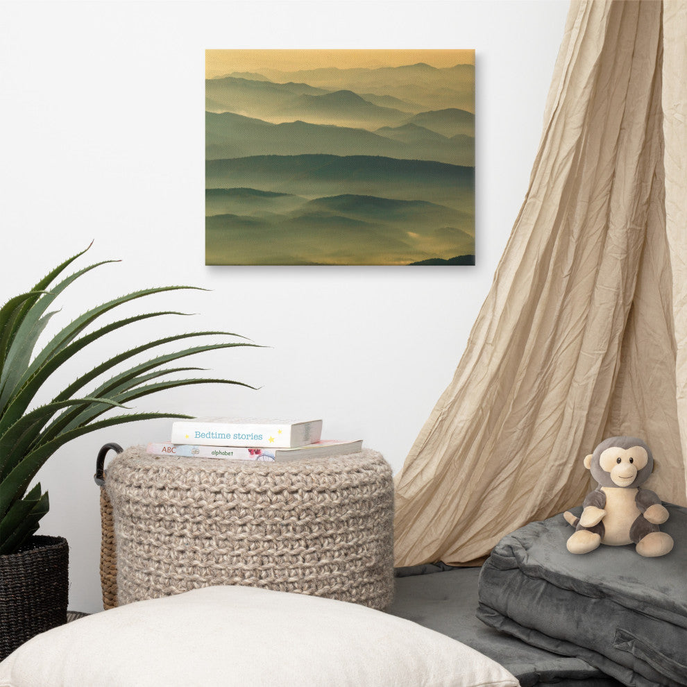 Foggy Mountain Layers at Sunset Landscape Photo Canvas Prints, 16" X 20"
