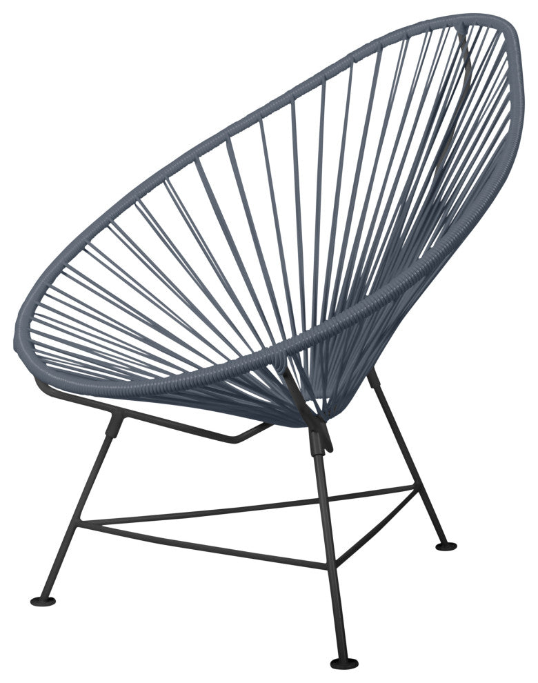 Junior Indoor/Outdoor Handmade Acapulco Chair, Gray Weave, Black Frame