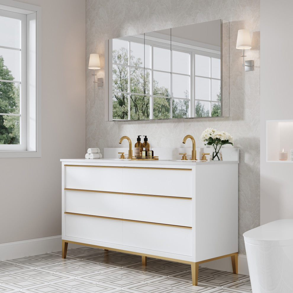 Recessed/Surface Mount Bathroom Medicine Cabinet, Reverse Installation, 52"x30"