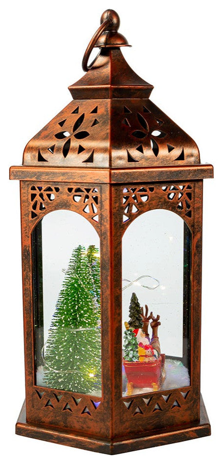 Kurt Adler 13" Battery-Operated Lighted Lantern With Santa