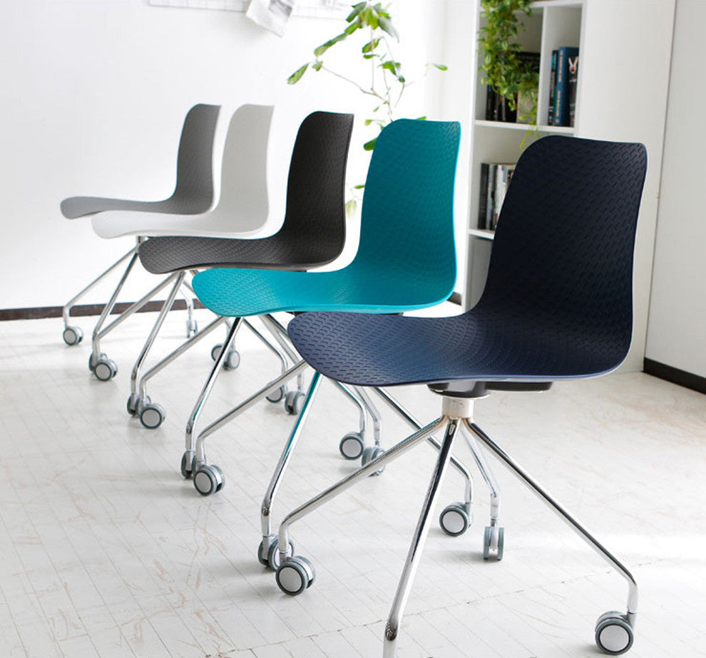 Hebe Series Office Chairs Molded Seat With Chrome Wheel Leg, Set of 2, Gray