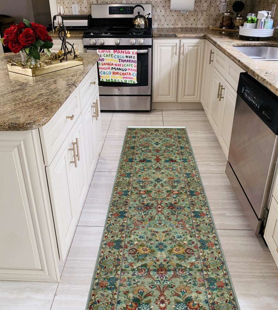Pak-Persian Eliu Gray/Ivory Runner, 2'6x11'11
