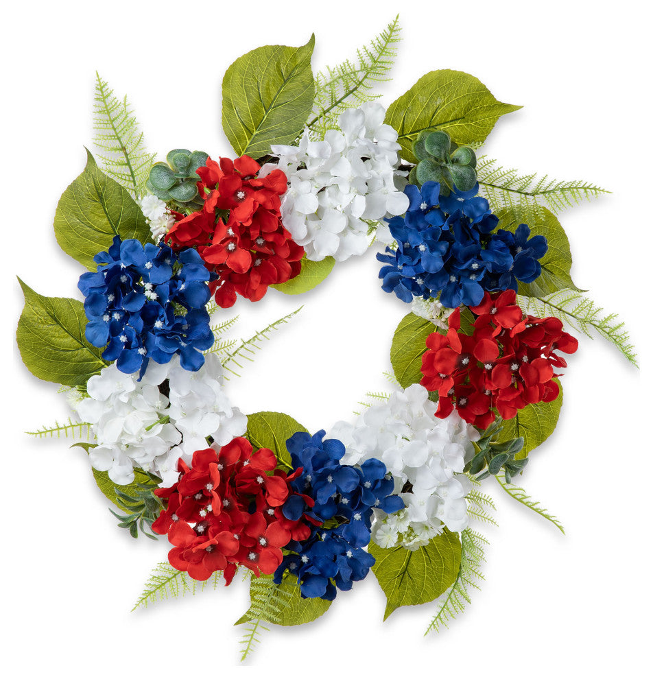 22"D Patriotic/Americana Hydrangea Wreath