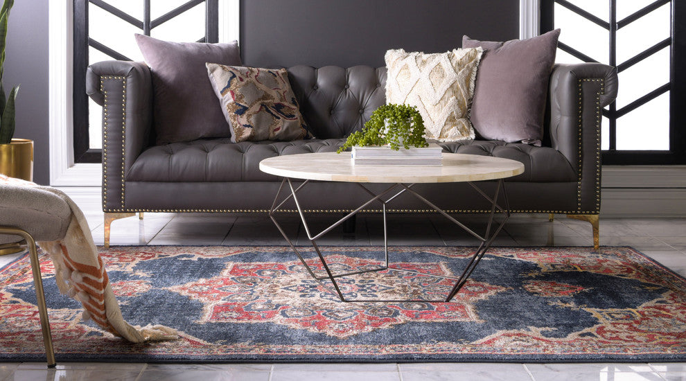 Unique Loom Dark Blue Helios Utopia 4' 0 x 6' 0 Area Rug