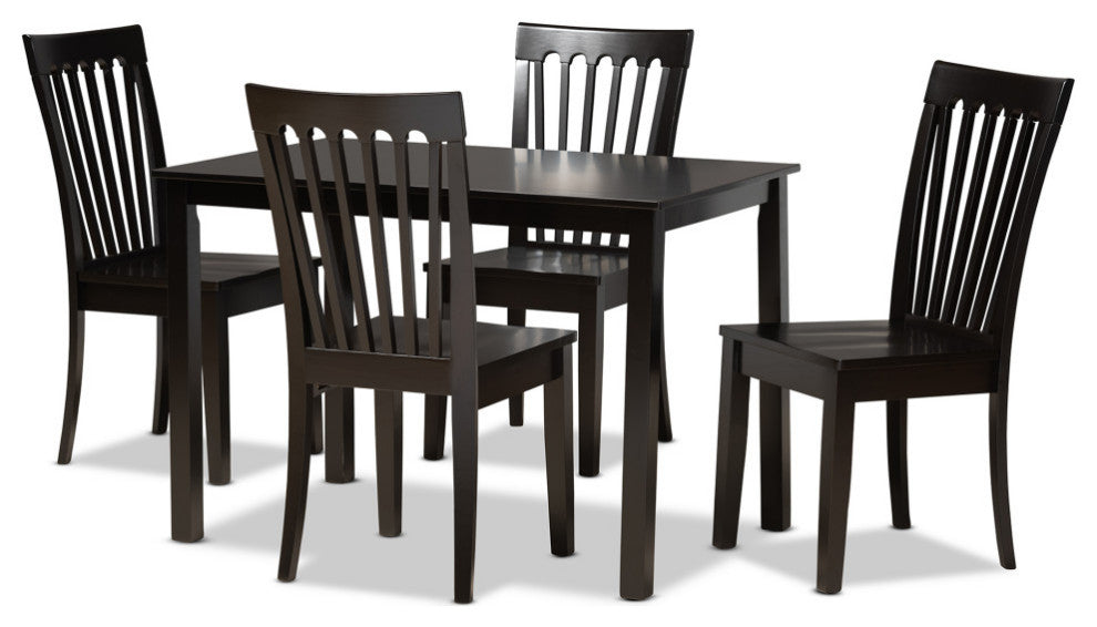 Barton Modern 5-Piece Dinette Set, Dark Brown