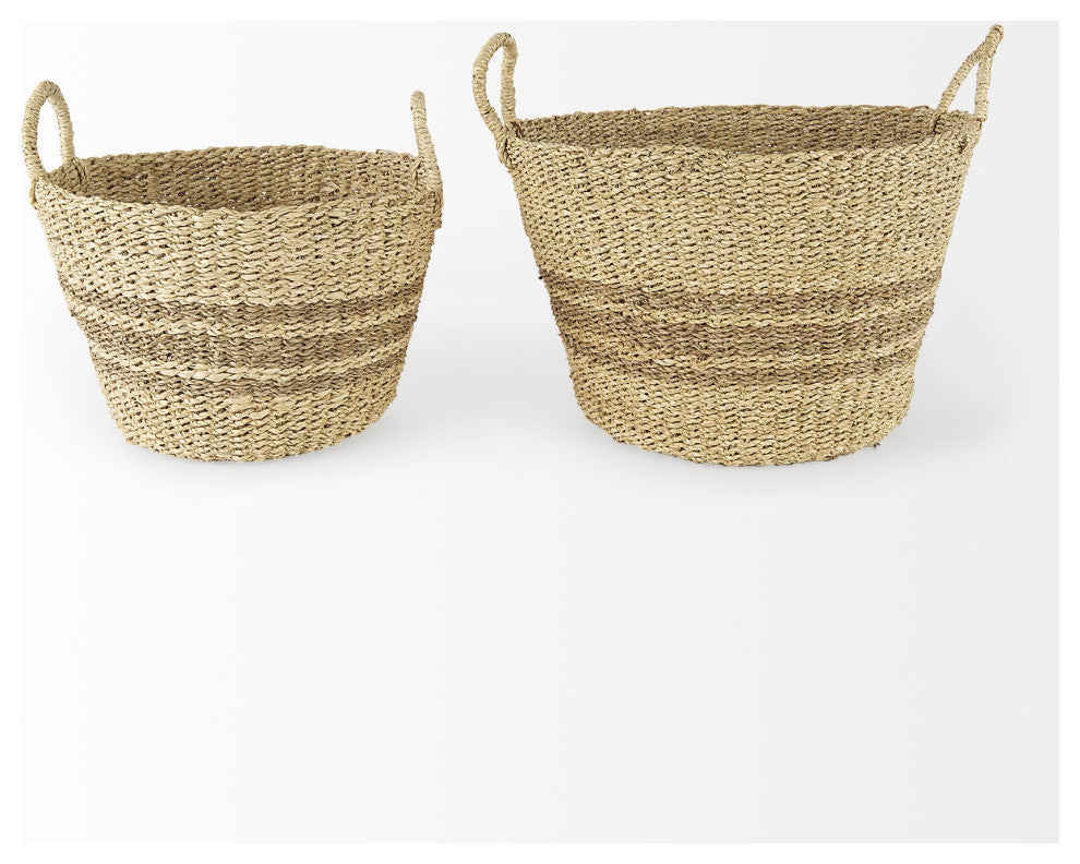 Set of Two Detailed Wicker Storage Baskets