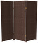 4' Tall Woven Fiber Room Divider, Dark Mocha, 3 Panel