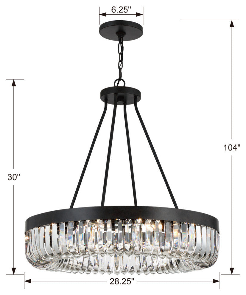 Crystorama ALI-B2010-CZ, 10-Light Chandelier, Charcoal Bronze