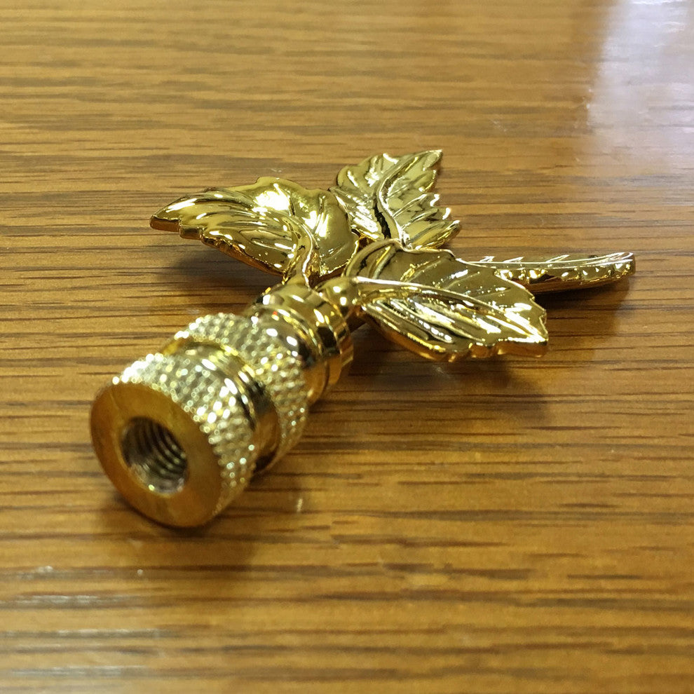 Royal Designs Elegant Leaves Finial, Polished Brass, Single
