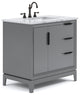 Elizabeth 36" Single Sink Carrara White Marble Vanity, Cashmere Gray