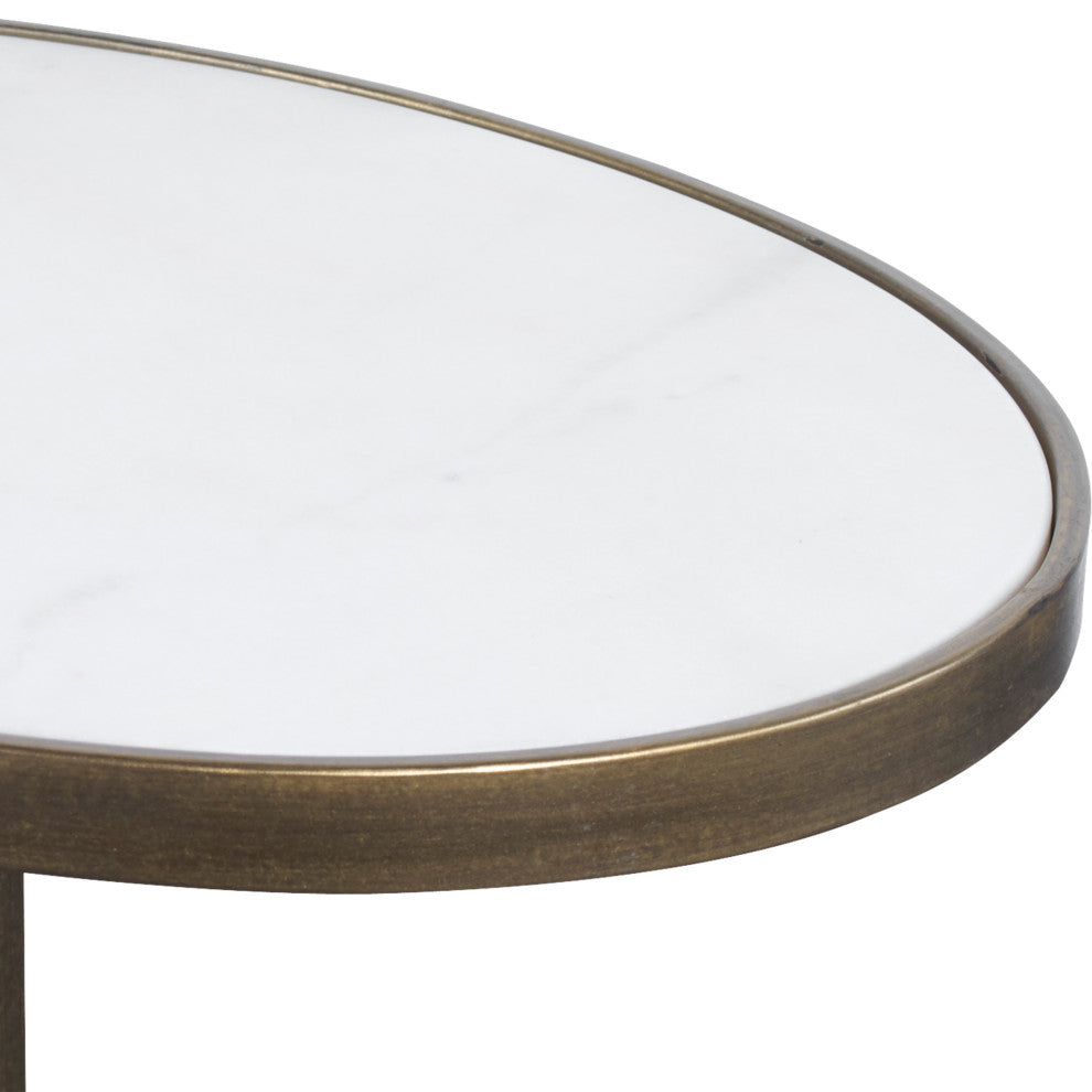 Jessenia White Marble Accent Table